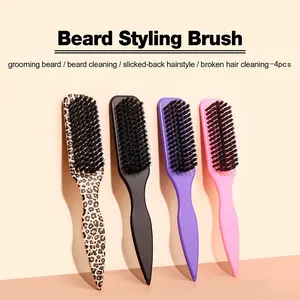 4pcs/Set Hair Wax Stick, Slick Back Hair Brush Set, Long Lasting Hair Wax Stick For Hair, Teasing Brush For Hair Styling, Edge Brush For Tame Frizz For Baby Hair, Rat Tail Combs For Parting