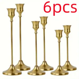 6Pcs Elegant Metal Taper Candle Holders, Modern Table Centerpieces for Wedding, Festival, Party & Home Decor