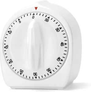 Kitchen Timers for Cooking, 60 Minute Wind up - Chef Cooking Timer with Loud Alarm,100% Mechanical Desk Timer -No Batteries Required - Manual Countdown Timers for Home, Study and Cooking (White) Albayrak