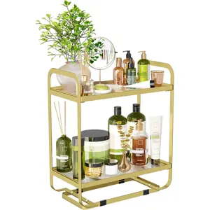 Gold Perfume Organizer 2 Tier Counter Organizer, Fragrance Stand Display for, Countertop Shelf for Makeup, Skincare, &, 11.02" x 5.90"