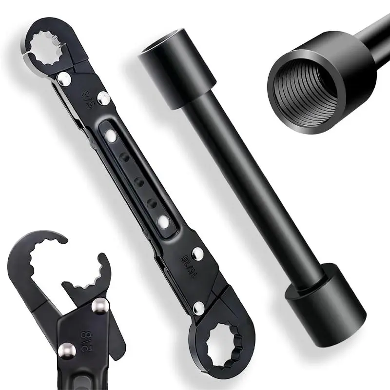 Double Ended Pipe Wrench Set, Plumbing Wrench, Professional Plumbing Tool Set for Easy Angle Stop and Supply Nut Installation, Gifts for Men, Grip, Men Gifts, Heavy Duty, Industrial, Adjustable Wrench, Pipe Flexible Wrench, Adjustable Spud Wrench