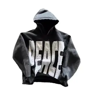 Y2K retro street-style sweatshirt with letter print, featuring eye-catching 3D “PEACE” lettering. Unisex—perfect for hip-hop, goth, and vintage urban street styles. A great gift choice for Mother’s Day and Easter.