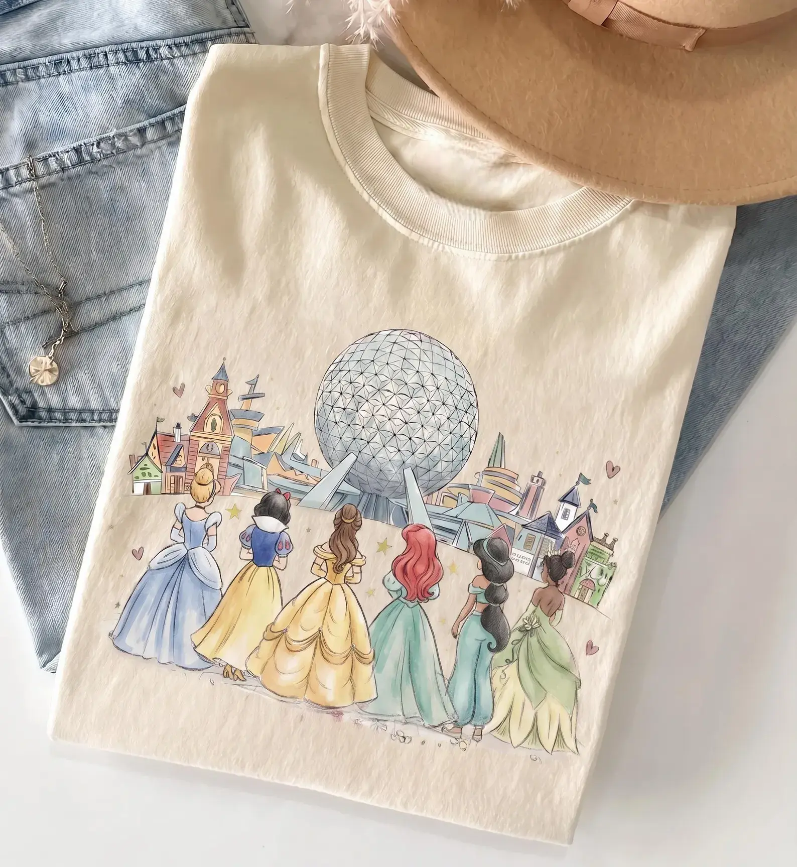 Epcot Princess Shirt, WDW Princesses Watercolor Tee, WDW Trip Tee, Magic Kingdom Theme Park Outfit
