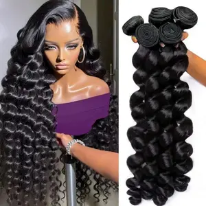 100% Raw Human Hair Bundles (Straight / Body Wave / Loose Wave) - Up to 30" Unprocessed Hair Extensions for Sew-in