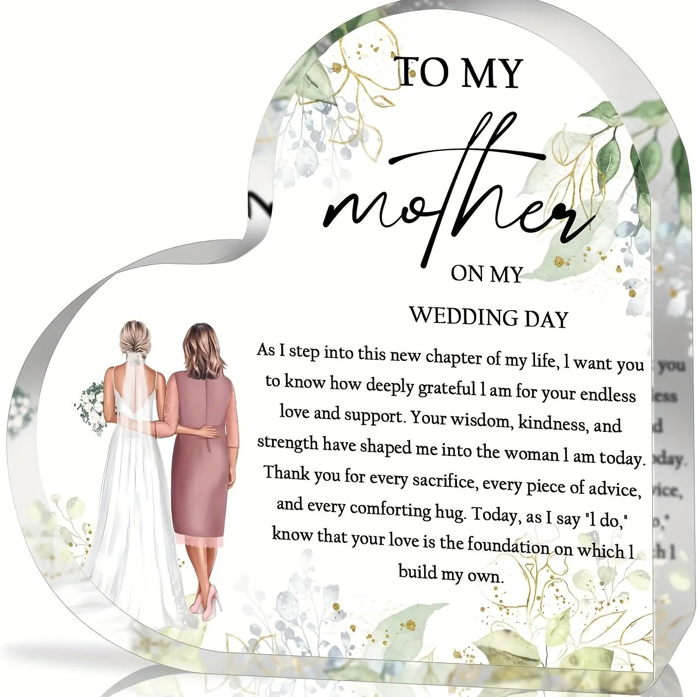 Heart Shaped Acrylic Plaque, Wedding Gift for Mom, Mother Of Bride Gift, Wedding Heart Shape Acrylic Plaque Gifts, Acrylic Photo Plaque, Acrylic Signage Plaque, Home Decor, Signs, Gifts For Women