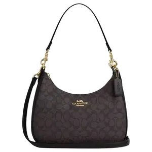 COACH Teri Signature 29 Logo Zipper Closure Coated Canvas Crossbody Shoulder Bag Large Women's Black