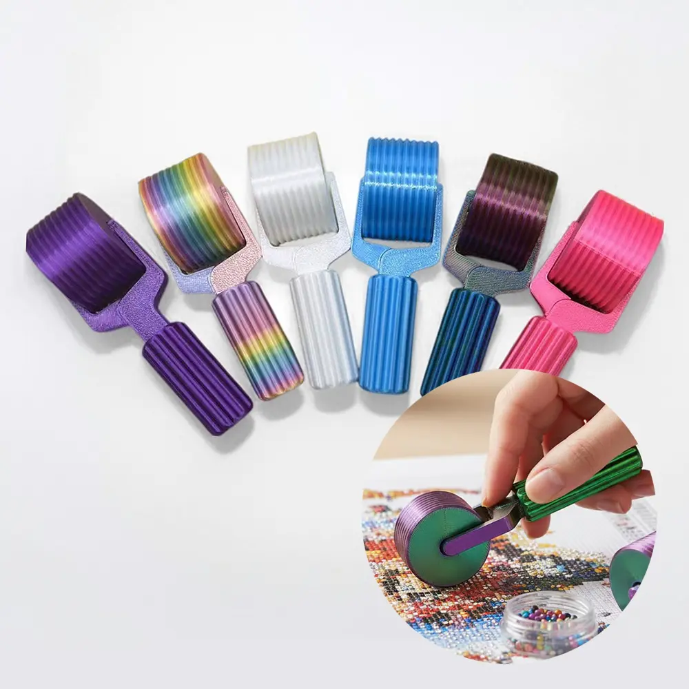 3D Printed Diamond Art Roller - 10-Ridge Compact DIY Craft Tool, Easy-Grip Detachable Hand Roller for Rhinestone Embroidery Alignment & Straightening (Diamond Painting Tools)