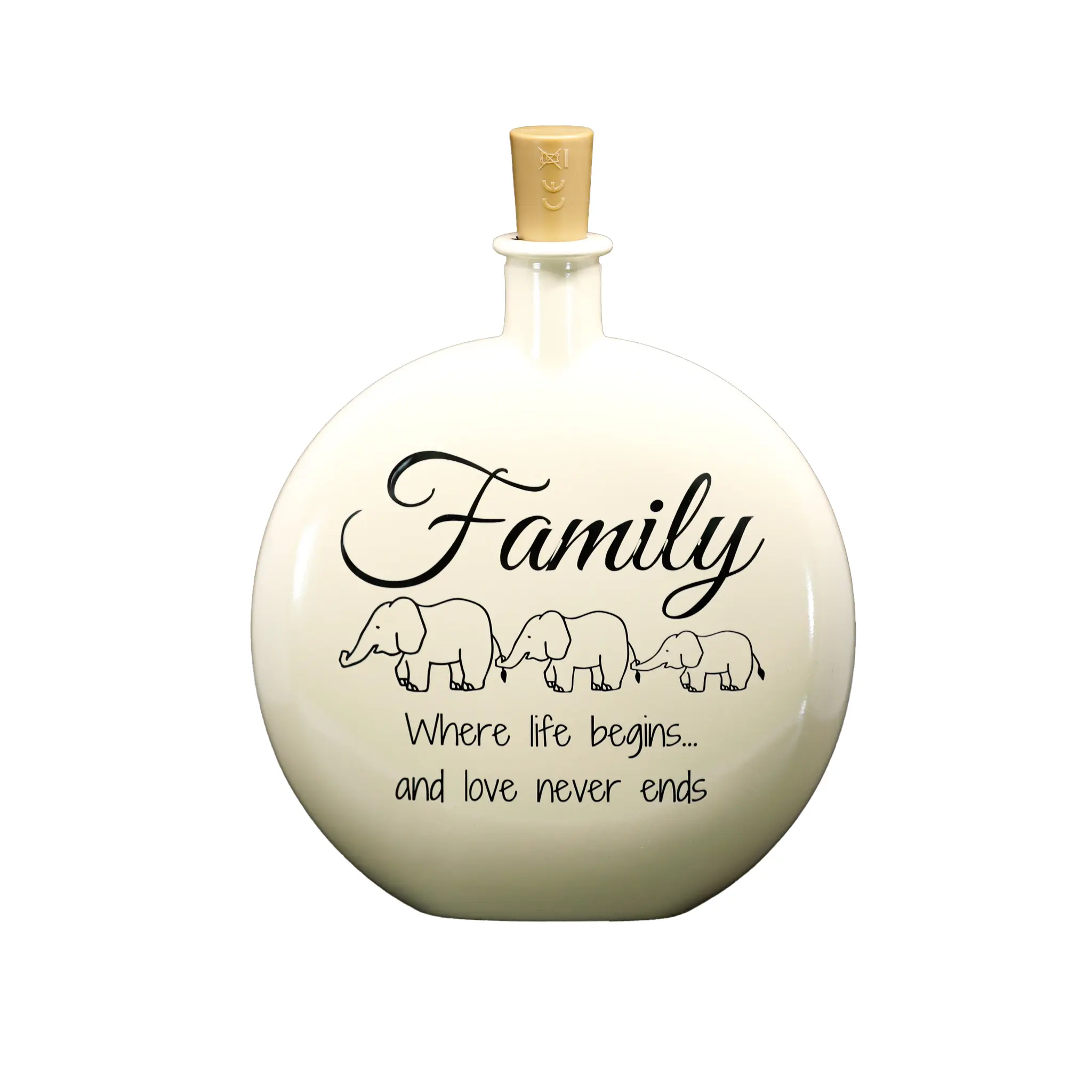 Family Where Life Begins Decor Bottle Lamp- AAA Battery Operated