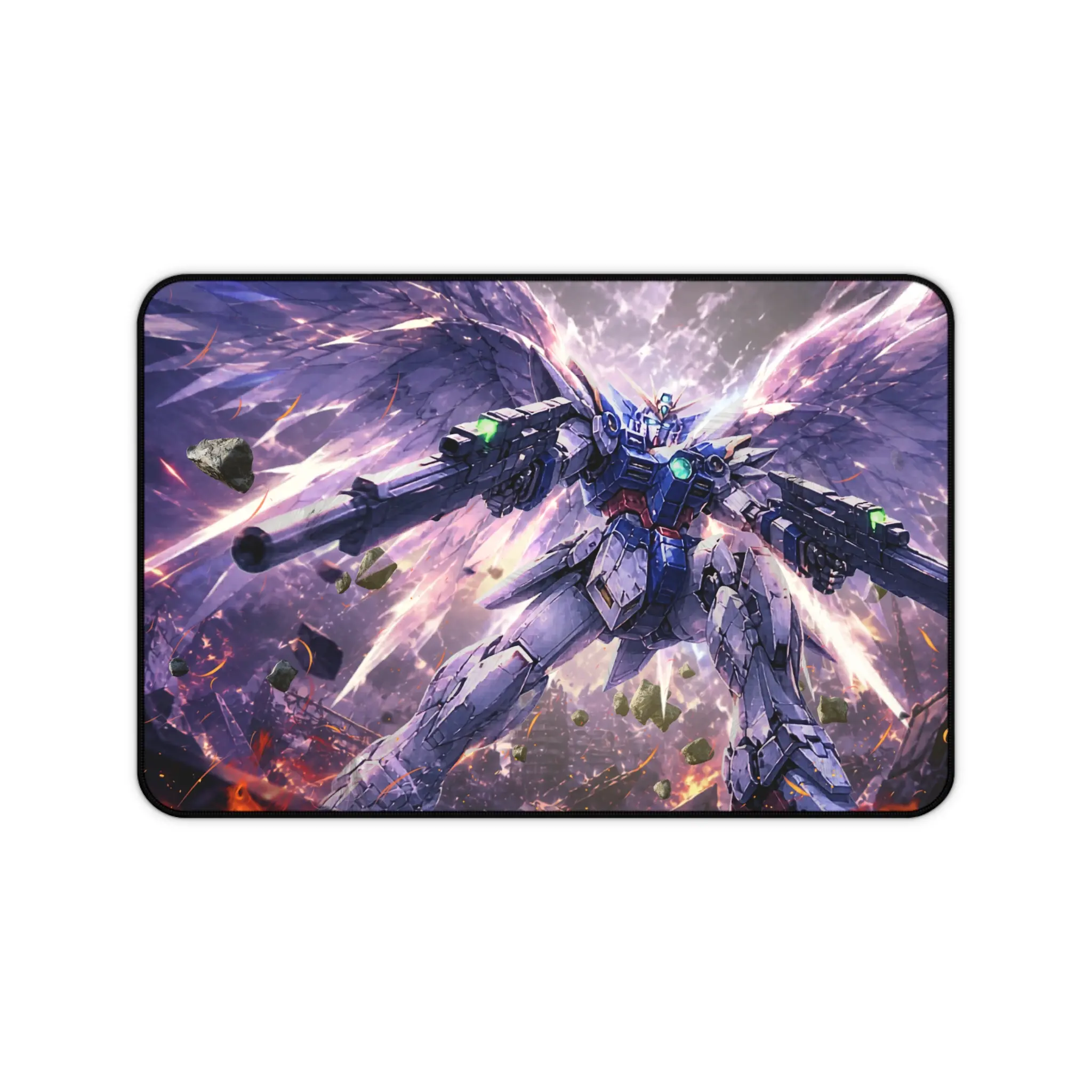 Wing Gundam Zero Battle Scene Desk Mat — Anime Mecha Gaming Mousepad