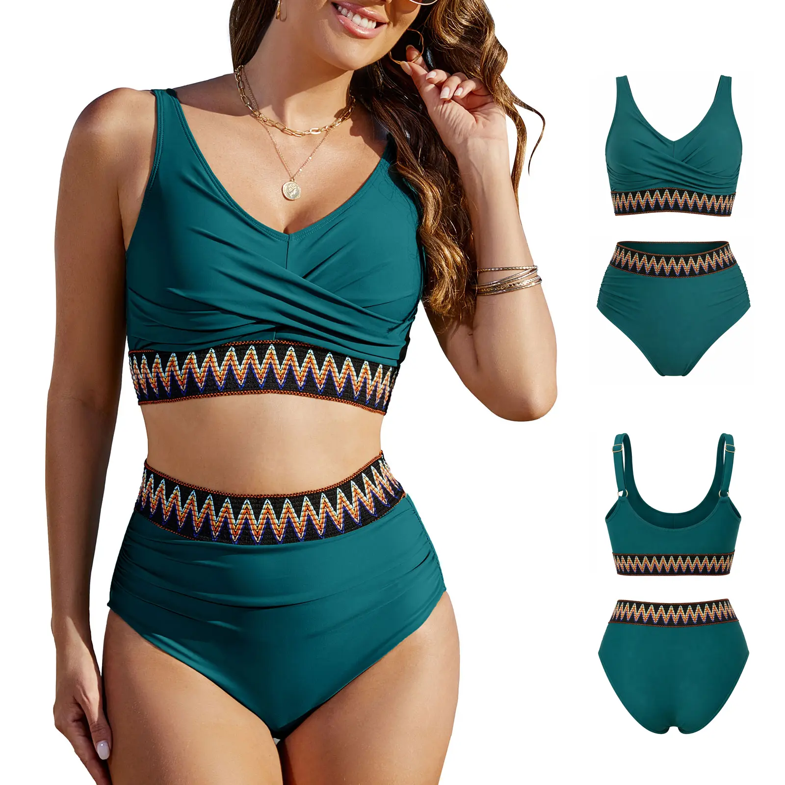 UMIPUBO Shop Women's colorful woven strap two-piece swimsuit for Women