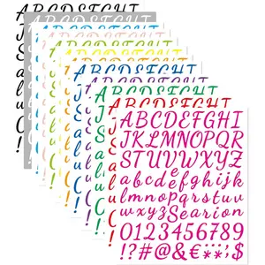 12 Sheets Alphabet Stickers,7.6*9in , Multicolor, Vinyl, Waterproof, Custom Style, Letter Print, Decals for Sign, Notebook, Classroom Decor, Door