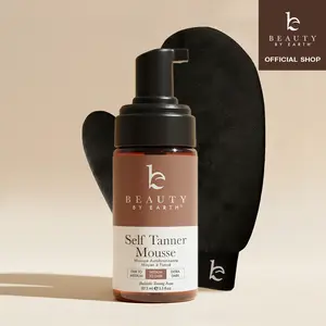 Beauty by Earth Self Tanner Mousse Discovery Kit - Sunless Tanning Travel Size Tanning Mousse with Applicator Mitt for First-Timers & Travel Clean, Streak-Free Tan, Made in USA
