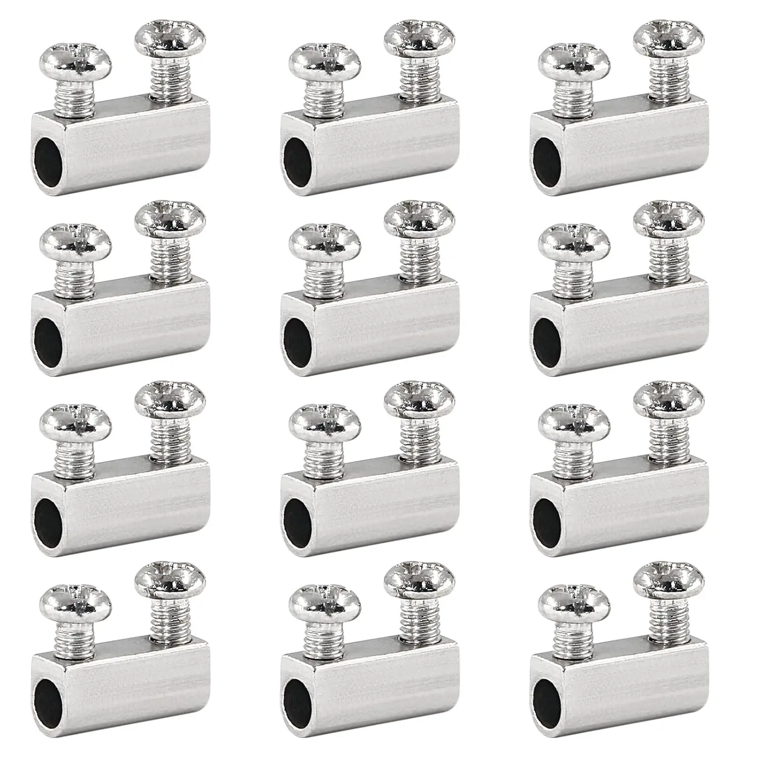 12 Pcs Stainless Steel Wire Rope Cable Clamp, Adjustable New Upgrade Double Hole Wire Rope Clamp Fastener