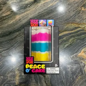 NeeDoh PEACE O' CAKE Squishy Toy NEE DOH Rainbow Cake Stress Ball New Sealed Vibrant Design Perfect for Stress Relief and Gifting