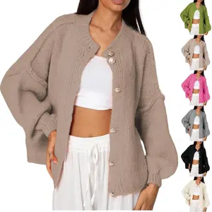 JovenPara Women's Cardigan Sweaters Casual Lightweight Long Sleeve Button Up Knit Oversized Fall Outwear