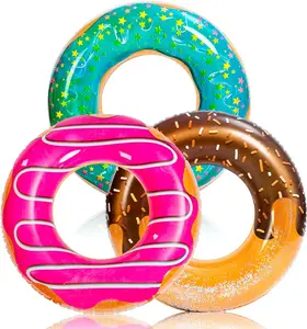Glowing Donut Pool Float Set – 3 Pack of Glitter-Filled Fun!  Perfect for Pool Parties and Summer Vibes - Inflatable Floating Water Lounger