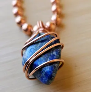 Lapis Lazuli Chunky Ball Chain Crystal Necklaces,  Gemstone Pendant Necklace, Wisdom, self-awareness, inner truth, spiritual insight Jewelry [Made-to-Order]