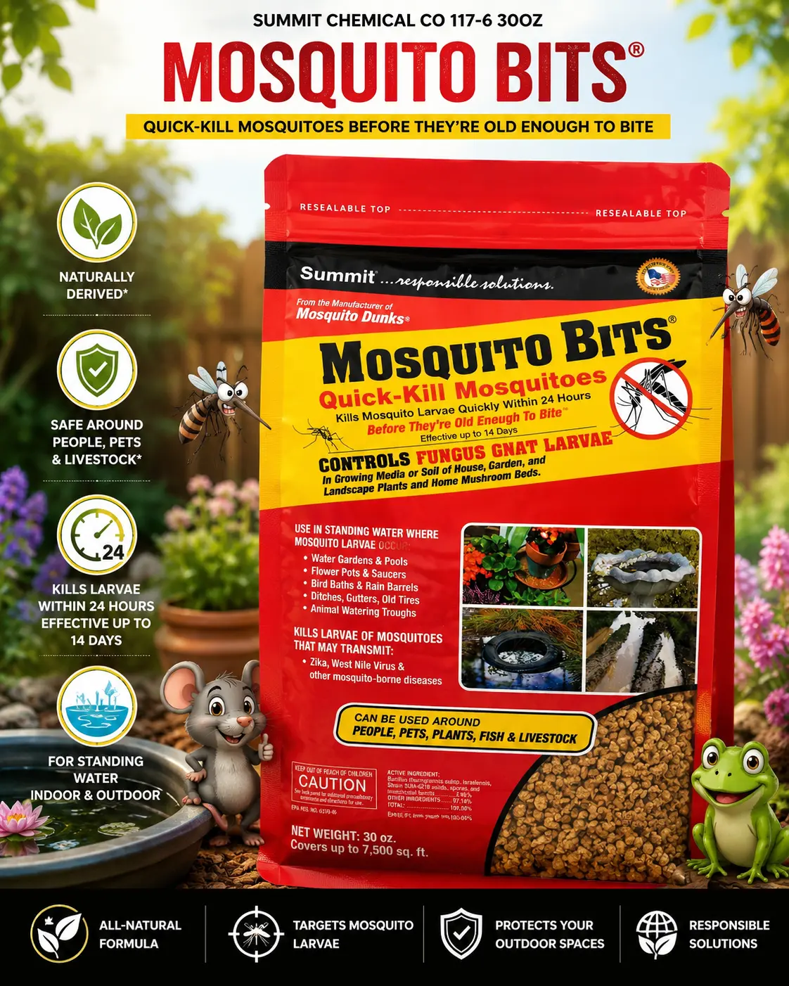 SUMMIT CHEMICAL CO 117-6 30oz Mosquito Bits, Home Pest Control Solution for Indoor Insect Management