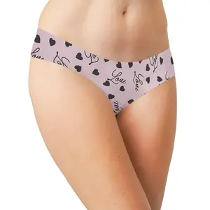 Women's Seamless Purple Thong Panties - Invisible Laser-Cut, Slip-On, Comfortable Spandex-Nylon Fabric Underwear for Daily Wear
