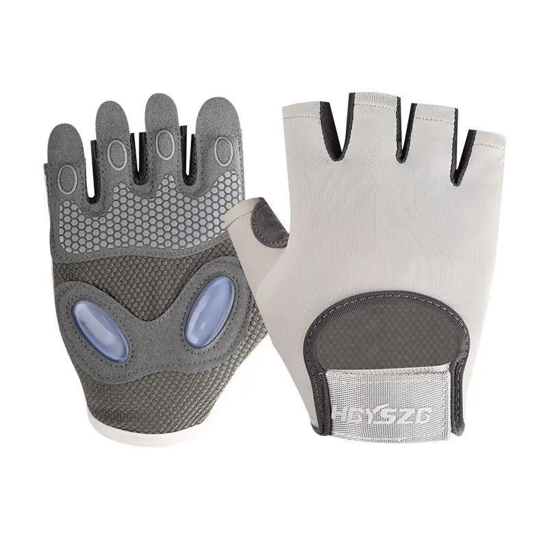 Sports fitness half-finger gloves, thickened wear-resistant palm pads, silicone shock-absorbing palm pads, yoga breathable skipping rope gloves