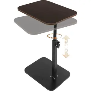 TV Tray Table 360? Swivel Adjustable Height C Table End Table for Small Spaces, Couch Tables C Shaped Side Tables for Living Room, Bedroom, Sofa Tray Table for Eating(Walnut Brown)