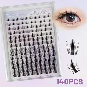 Fairy Eyelash Cluster, Fluffy Eyelash Clusters, Wispy Lash Clusters, 1 Box 8-16mm D-shaped Roll Eyelash Cluster, Suitable for DIY Extension Animation False Eyelashes, Natural Eyelash Cluster Suit, Makeup