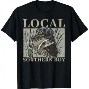 Local Southern Boy Duck Hunting Lab Outdoor Vintage T-Shirt, moisture-wicking, street casual look, for adults, outdoor activities, Earth Day