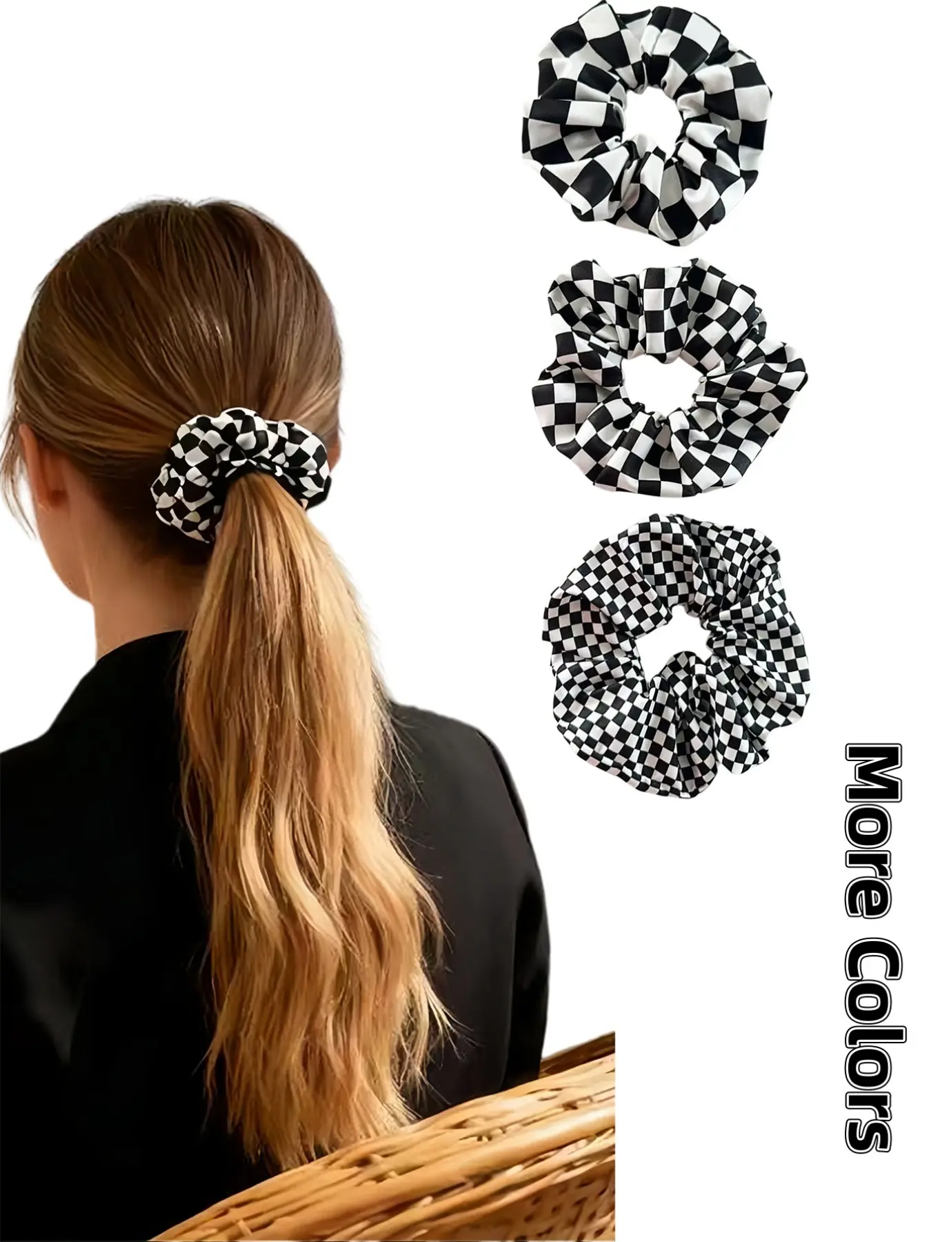 Women's Fashion Chessboard Pattern Fabric Hair Ties, Elastic Ponytail Hair Bands, Daily Hairstyle Accessories, Daily Wear, Hair Accessory, Scrunchies
