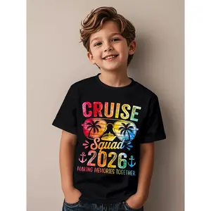 Cruise Squad 2026 Family Group Matching Summer Vacation Novelty Aesthetic Graphic Kid T-Shirt Casual Kid T Shirts Trendy Cool Tops Tees for Kid
