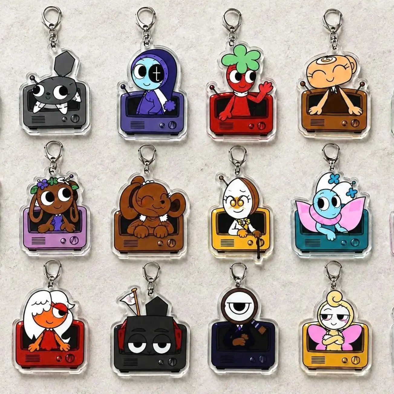 18 ops Dandy World Acrylic Keychain | Dandy, Pebble, Astro, Sprout, Shelly, Vee, Bobette, Bassie, Cocoa, Eggson, Flyte, Flutter, Rudie, Ginger