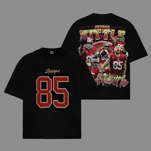 Vintage George Kittle 85 For Niner Empire Cotton T-Shirt, The Peoples Tight End Fans Outfit, The Faithful Game Day Outfits, Gift For Football Fans, Football Graphic Tee