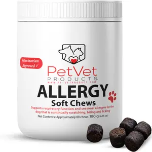 Pet Vet Allergy Relief Chews for Dogs (Beef Liver) – Itchy Skin Relief for Dog Allergies – Skin Irritation Treatment, Allergy Chews, Pet Probiotics – Dog Health