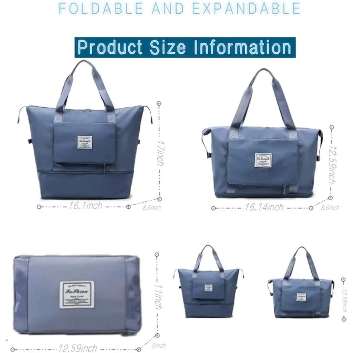 Large Capacity Foldable Travel Bag Expandable Collapsible Dry and Wet Separation Large Capacity Travel bag