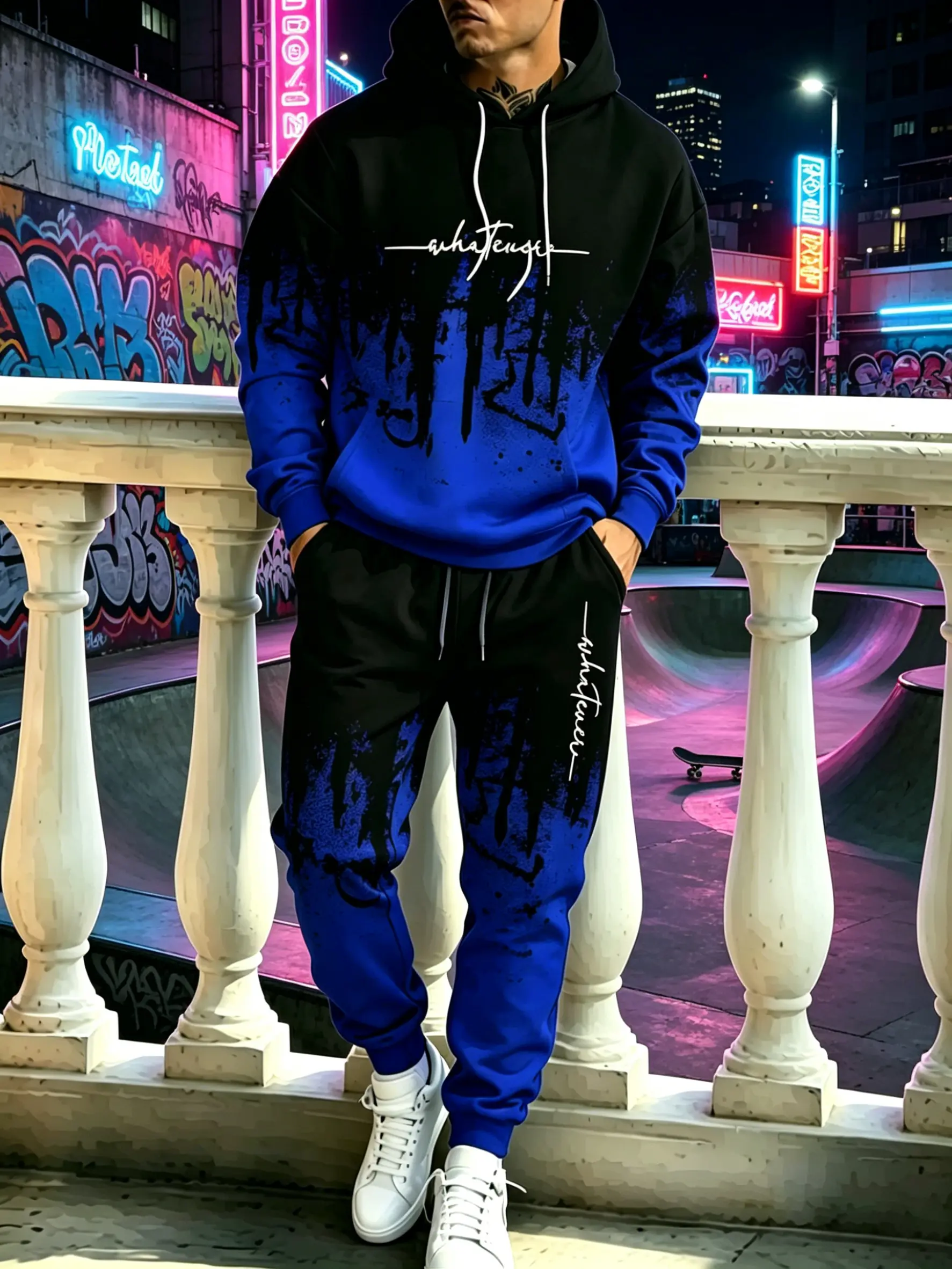 2026 New Autumn-Winter Menswear Men's 2-Piece Clothing Set, Hooded Sweatshirt with 3D Printed Patterns, Jogging Pants, Casual Street Style for Everyday Wear