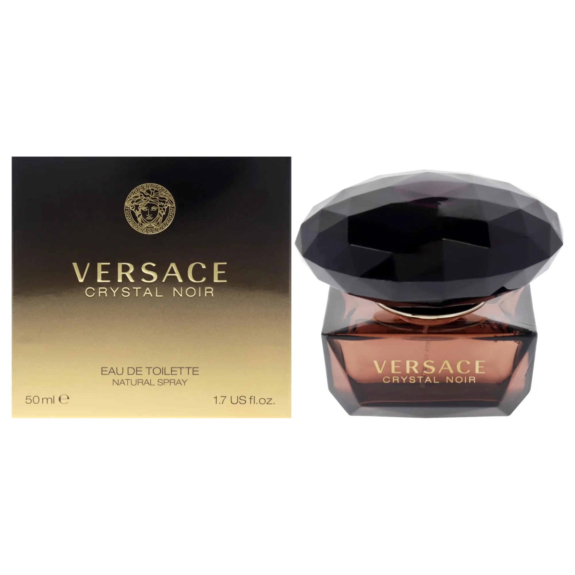 VERSACE Crystal Noir Eau de Toilette, Elegant and Mysterious Spray On Perfume for Women, 1.7 oz Travel Size