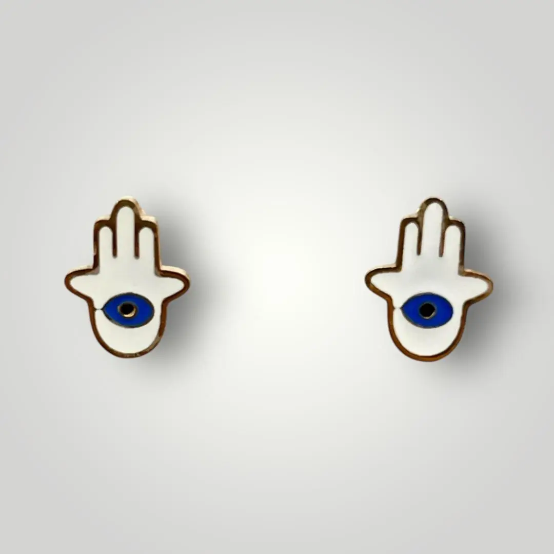 18K Gold Plated Hamsa Evil Eye Stud Earrings