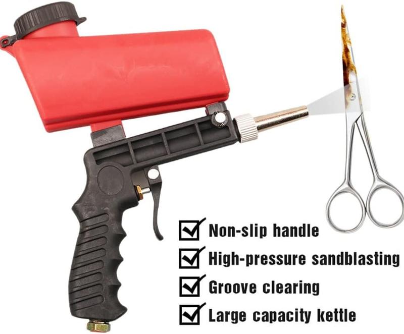 Pneumatic Sandblasting Gun, Portable Handheld Sandblaster, 90psi Sandblasting Gun, Air Sandblasting Gun, Sandblaster with 2 Nozzles and Air Regulator, for removing paint, rust, stains, and dirt from surfaces.tools and gadgets for him，mechanic tools