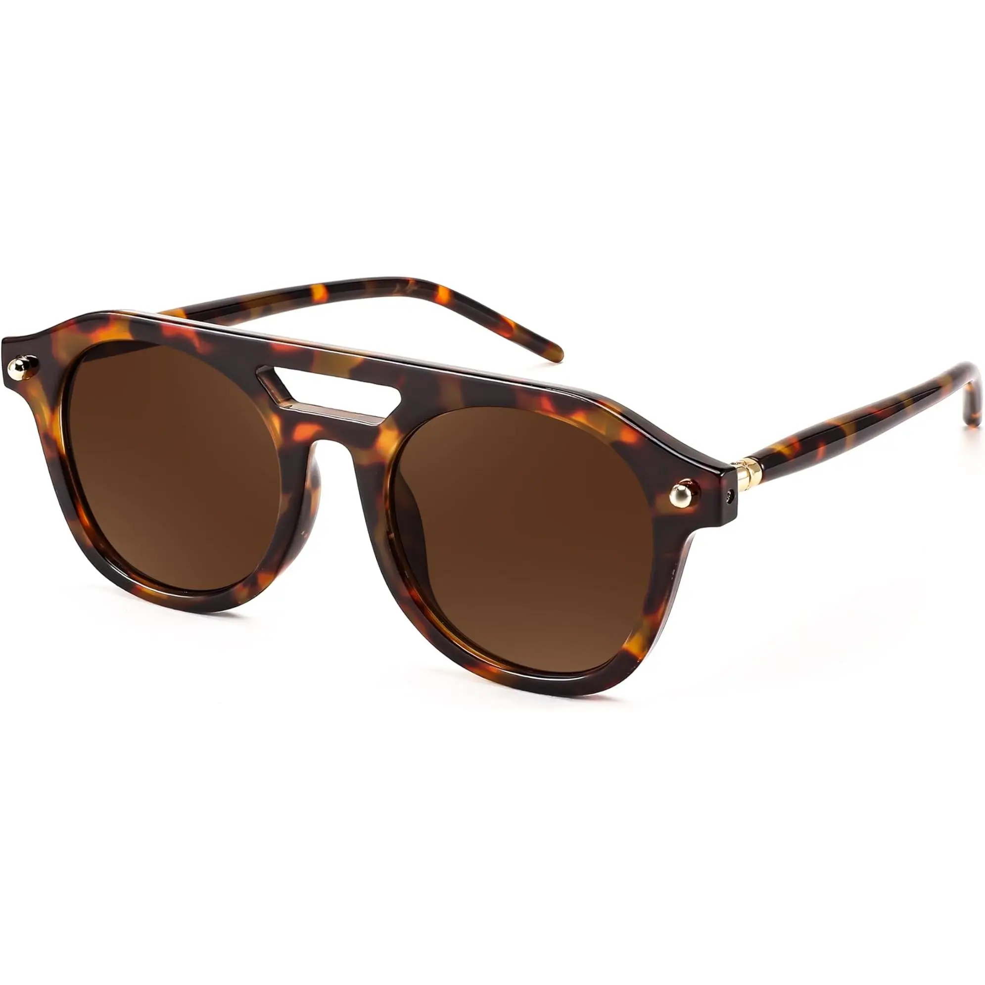 FEISEDY Retro Square Sunglasses for Men & Women - 70s Vintage Fashionable Frames, High Quality Eye Fashion, Double Bridge UV400 Sun Glasses B0051