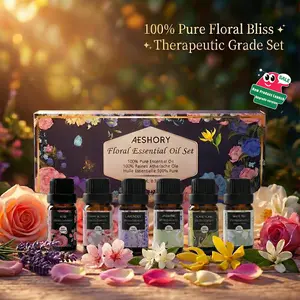 AESHORY 6x10ml Floral Essential Oils Set for Diffuser & Candle Making - Lavender, Rose, Jasmine, White Tea, Cherry Blossom, Ylang-Ylang Aromatherapy Gift - Luxury Hotel Fragrance Oils for Home & Office