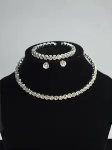 Three-Piece Bridal Jewelry Set, Fashionable Water Drop Necklace and Earrings, Perfect for Weddings, Elegant Wedding Accessories, Western Jewelry