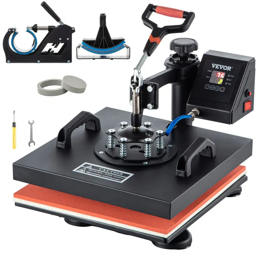 【Summerfinds】VEVOR Heat Press,  , 5 in 1 15 x 15 Inch Heat Press Machine, Dual LED Display Heat Press Machine, Multifunctional Sublimation, for T-Shirts, Swing Away Design