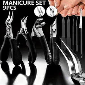 9PCS Thick Nail Clipper Set – Sharp Wide Jaw Toenail Clippers for Ingrown & Hard Nails, Professional Stainless Steel Nail Care Kit