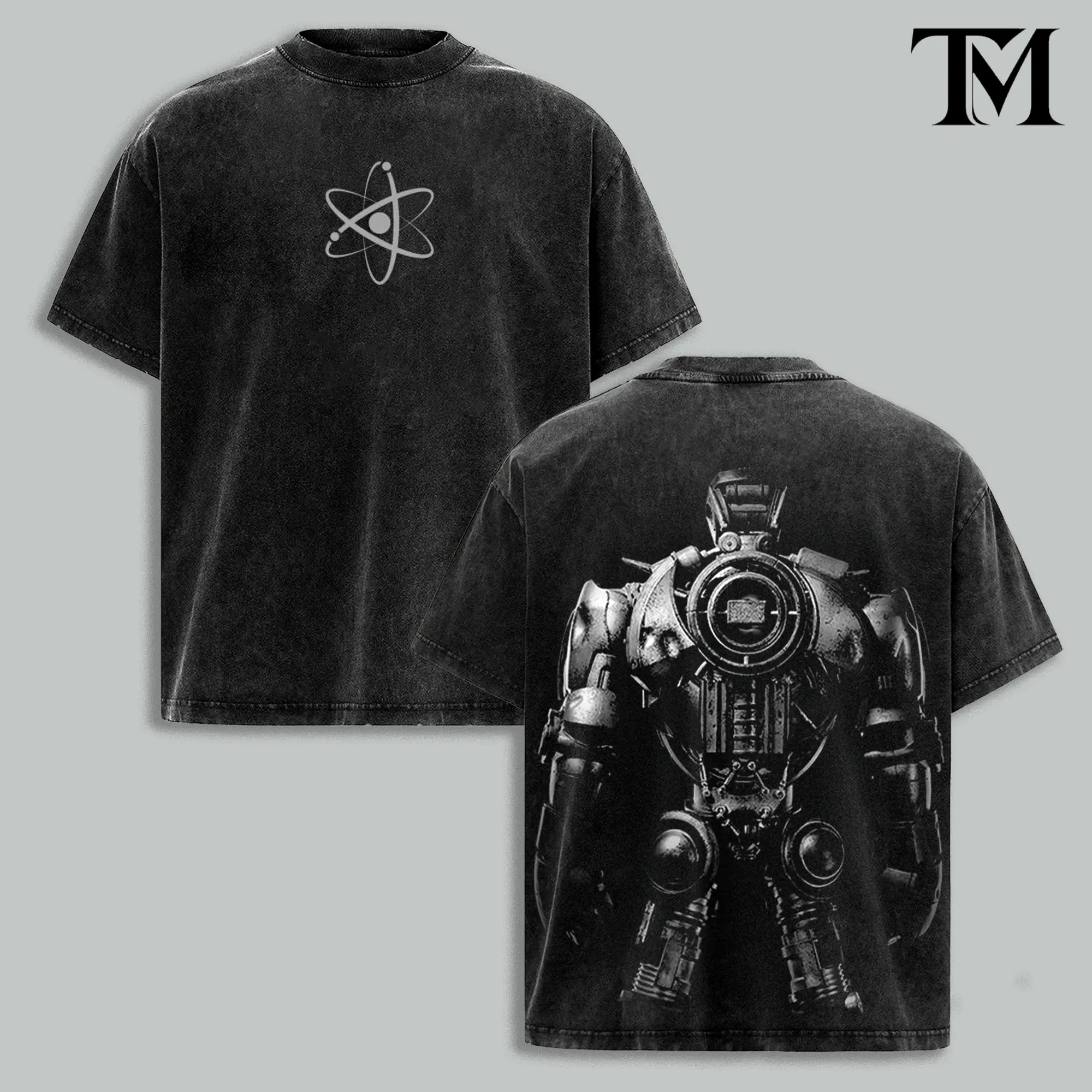 Atom The Smashing Real Steel Vintage Washed Oversized T-Shirt & Hoodie, Boxing Robot Graphic Acid Wash Heavyweight Cotton Tee, Retro Movie Streetwear, Battle Bot Fan Merch, Mechanical Fighter Shirt