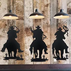 Cowboy Pattern Rustic Wall Decor, Cactus Designs, 3 Counts/set Artistic Western Cowboy Wall Art, Wall Hanging Decor for Home Living Room Bedroom, Home Decor, Hanging Ornaments