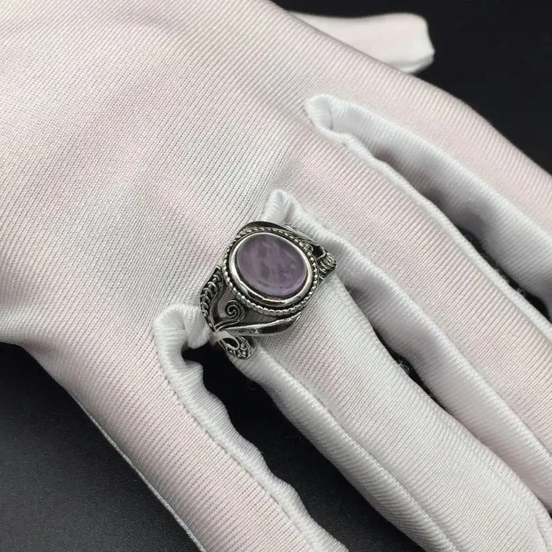 Women's Retro Floral Motif Costume Ring with Round Center Sparkling Amethyst Stone - Fashion Jewelry, Ideal Wedding Party Gift, Sparkling Stone