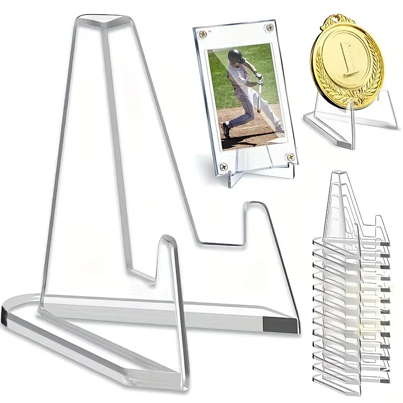 40 Pack 2.24 Inch Clear Thickened Acrylic Mini Easel Display Stands, Stable Triangle Coin Card Holder, Transparent Collector Rack for Challenge Coins PSA Graded Sports Cards Medals Small Artworks Home Shop Display Gift
