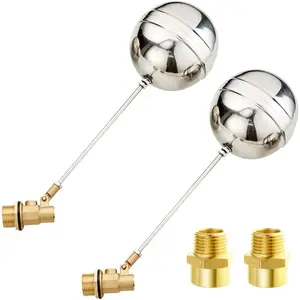 3/4" Thread Float Ball Valve Floating Ball-cock Tank Ballcock Fittings Automatic Water Level Control (Pack of 2)