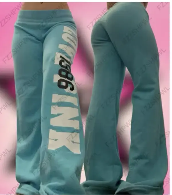 2000s American retro letter print casual trousers versatile hot girl style high street Harajuku style women's casual trousers