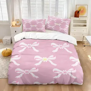 2/3 Pcs soft pink printed duvet cover set,Includes 1 Count Duvet Cover & 1/2 Pillowcase without Filler,stylish and simple,elegant and unique, soft and comfortable, perfect gift for all seasons, Bedroom Bedding Set Bed Sets Supplies