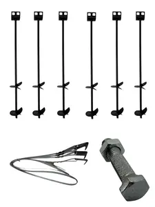 Mobile Home Anchor Kit – Set of 6 Auger Anchors (30" Double Disk, 3/4" Shaft), 8' Straps with Frame Clamps & Knurled Anchor Bolts